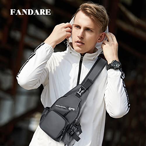 FANDARE Sling Bags Chest Shoulder Backpack Men Crossbody Bags Cover Pack Rucksack Crossbody Bag for Travel Hiking Bicycle Sport Gym Daypacks with water bottle holder Waterproof Nylon Grey - Image 3