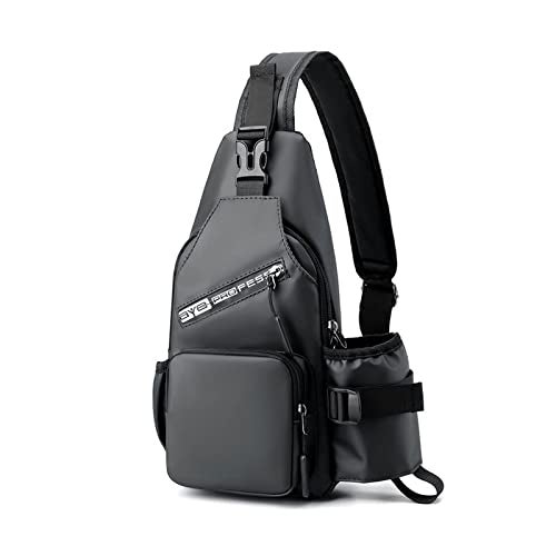 FANDARE Sling Bags Chest Shoulder Backpack Men Crossbody Bags Cover Pack Rucksack Crossbody Bag for Travel Hiking Bicycle Sport Gym Daypacks with water bottle holder Waterproof Nylon Grey - Image 1