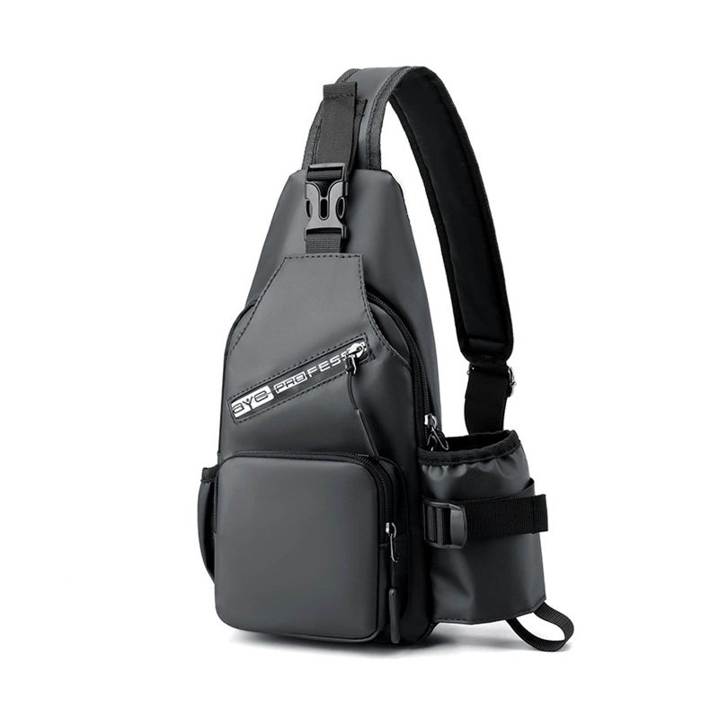 FANDARE Sling Bags Chest Shoulder Backpack Men Crossbody Bags Cover Pack Rucksack Crossbody Bag for Travel Hiking Bicycle Sport Gym Daypacks with water bottle holder Waterproof Nylon Grey - Image 2
