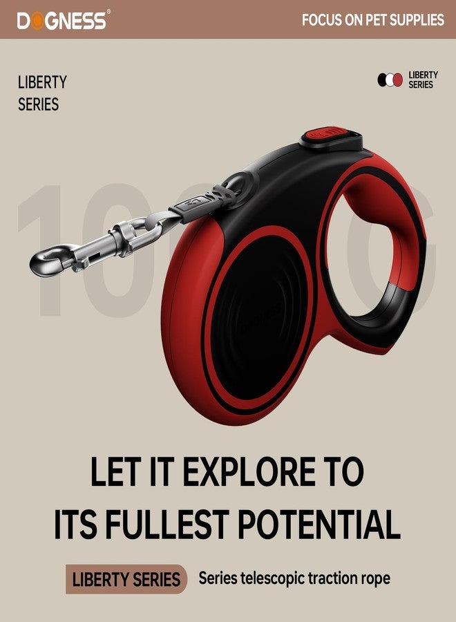 دوغنس طوق كلاب قابل للسحب من دوغنيس بطول 16.4 قدم، طوق متين ومناسب للكلاب التي يصل وزنها إلى 80 رطلاً، مزود بفرامل وقفل بزر واحد، ومقبض مانع للانزلاق، ومقاوم للتشابك (أحمر وأسود) - Image 2