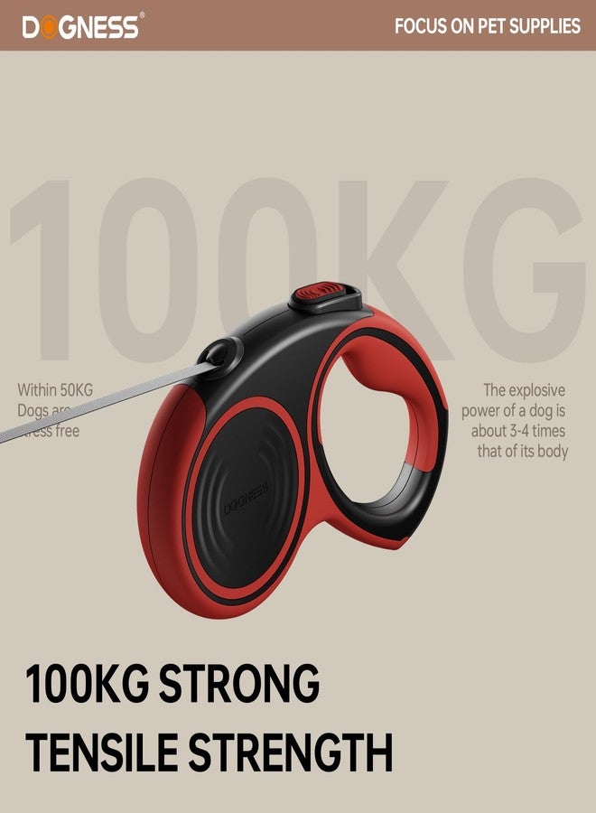 دوغنس طوق كلاب قابل للسحب من دوغنيس بطول 16.4 قدم، طوق متين ومناسب للكلاب التي يصل وزنها إلى 80 رطلاً، مزود بفرامل وقفل بزر واحد، ومقبض مانع للانزلاق، ومقاوم للتشابك (أحمر وأسود) - Image 3