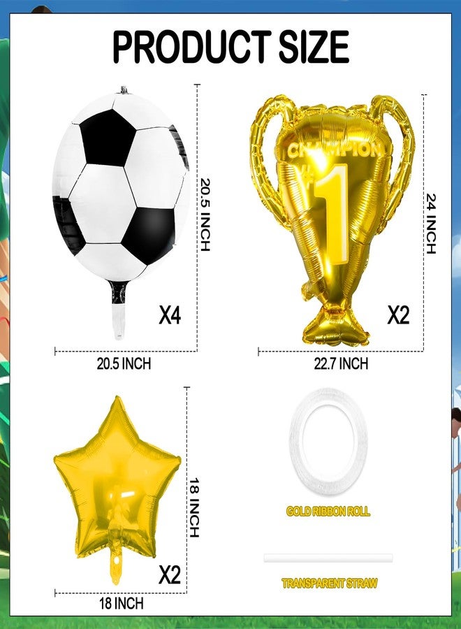 Lukinuo 4D Sphere Soccer Balloons 8 Pcs 22 inch Champion Trophy Balloons for Soccer Party Decorations World Cup Decor Sports Football Ball Fans Birthday Party Decoration Supplie - Image 2