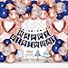 HGH Navy Blue Rose Gold Happy Birthday Decorations Kit Rose Gold Balloons Birthday Party Supplies for Women Girls Men Happy Birthday Banner Circle Dot Garland Fringe Curtains Latex Confetti Balloons - Image 2