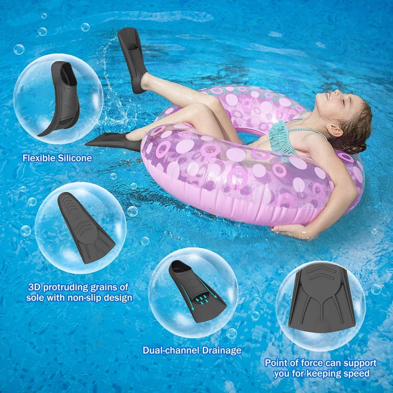 Gintenco Swim Fins, Kids Swim Training Fins for Lap Swimming, Travel Size Flippers with Mesh Bag, Silicone Swimming Fins for Kids Teens Adults Women Men - Image 3
