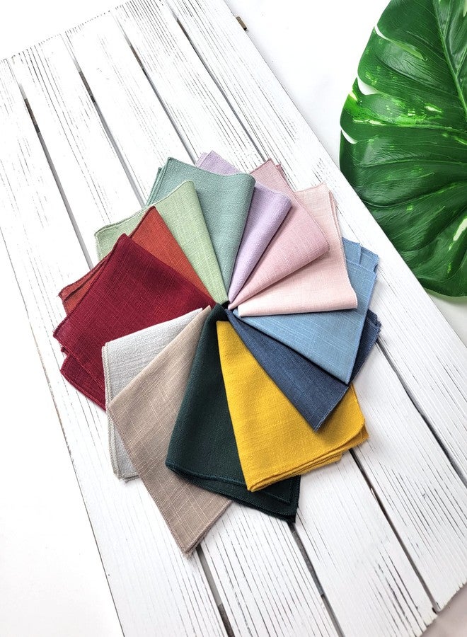 Spring Notion Linen Blend Pocket Squares for Men, Olive - Image 5