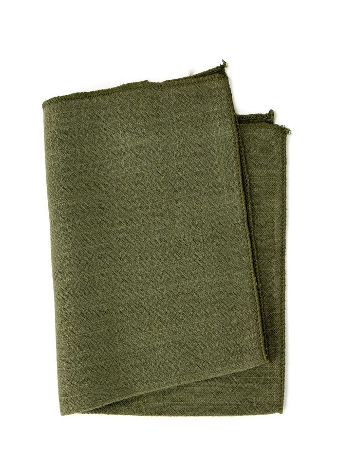 Spring Notion Linen Blend Pocket Squares for Men, Olive - Image 1