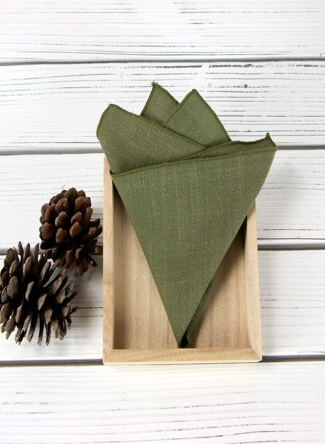 Spring Notion Linen Blend Pocket Squares for Men, Olive - Image 2