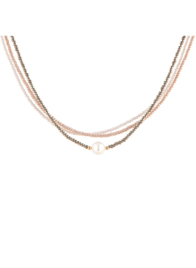Minza ” Alice ” Pure 18K Gold, Pearl Stone, Handmade Necklace for Women, Pendant & Beaded Necklace, 0.280 grams of Gold, Jewelry for Casual & Special Occasion - Image 1