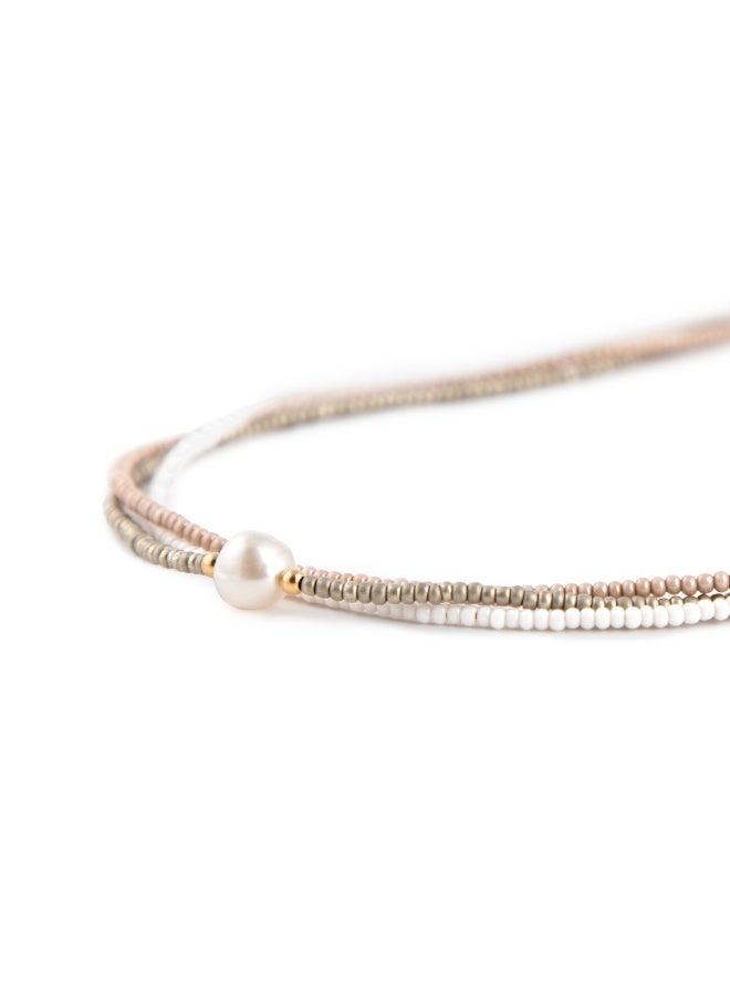 Minza ” Alice ” Pure 18K Gold, Pearl Stone, Handmade Necklace for Women, Pendant & Beaded Necklace, 0.280 grams of Gold, Jewelry for Casual & Special Occasion - Image 3