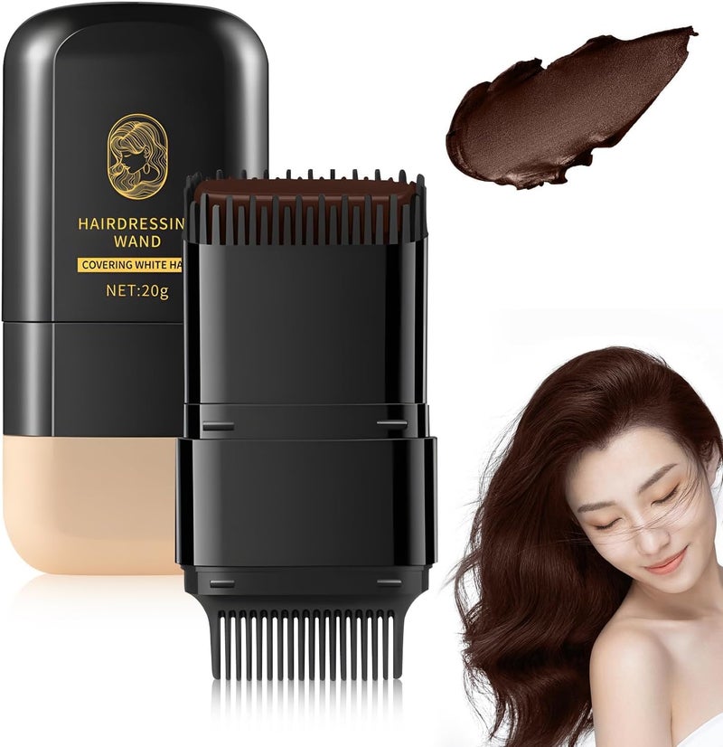 YOOJ Standard fit YOOJ® 2-in-1 Hair Color Stick & Comb, Waterproof and Sweat-Proof Hair Dye Comb, Instant Convenient Root Touch Up for Gray Hair, for Women & Men (Chestnut Brown) Seasonal & permanent compatible - Image 1