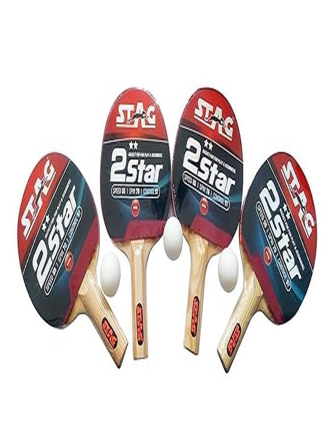 Stag Iconic 2 Star Anywhere-Everywhere Playing Table Tennis (T.T) Set - Table Tennis Rackets and T.T Balls Included| Pro All-in-One Ping Pong Paddle Playset-White Balls - Image 2