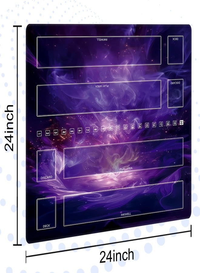 Extalas Playmat Compatible Lorcana with 2 Sets of Damage Counters & Professional Storage Bag, 24x24 Inches TCG Gaming Mat with Non-Slip Rubber and Zones for 2-Player (Purple1) - Image 4