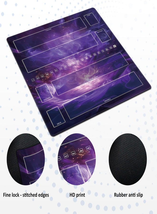 Extalas Playmat Compatible Lorcana with 2 Sets of Damage Counters & Professional Storage Bag, 24x24 Inches TCG Gaming Mat with Non-Slip Rubber and Zones for 2-Player (Purple1) - Image 3