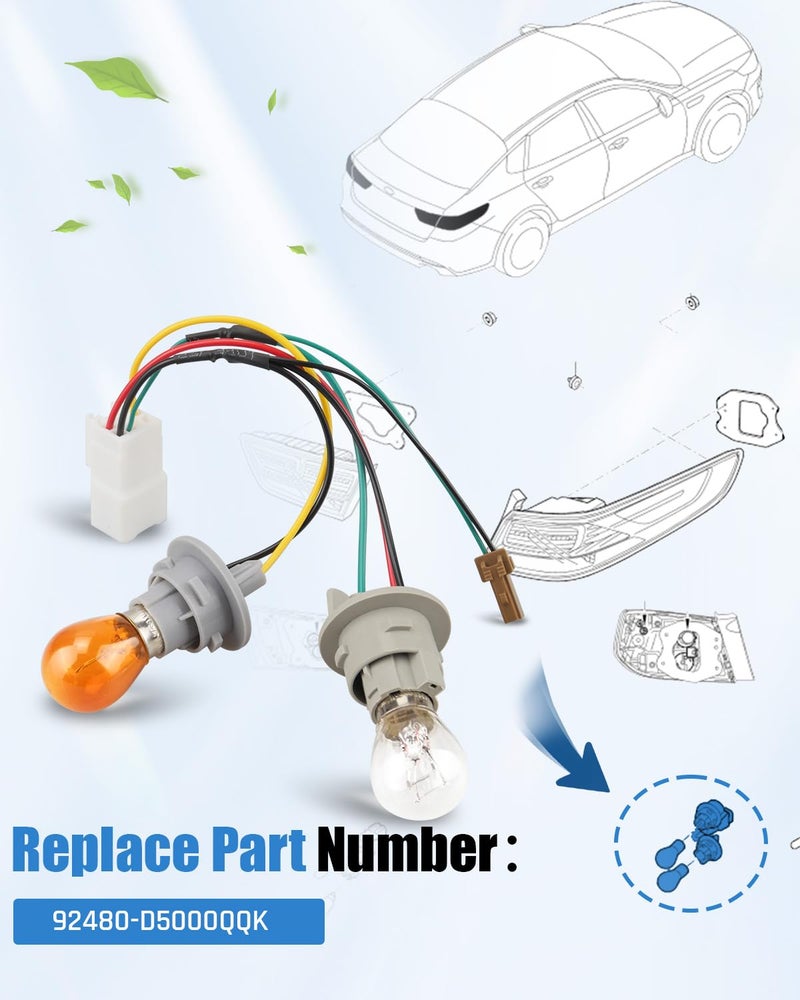 JUWEVAZU Tail Lamp Holder and Wiring Harness Fit for Kia Optima 2016 2017 2018 2019 2020, Rear Tail Light Assembly Replace 92480-D5000QQK, with 2 Light Bulbs - Image 4