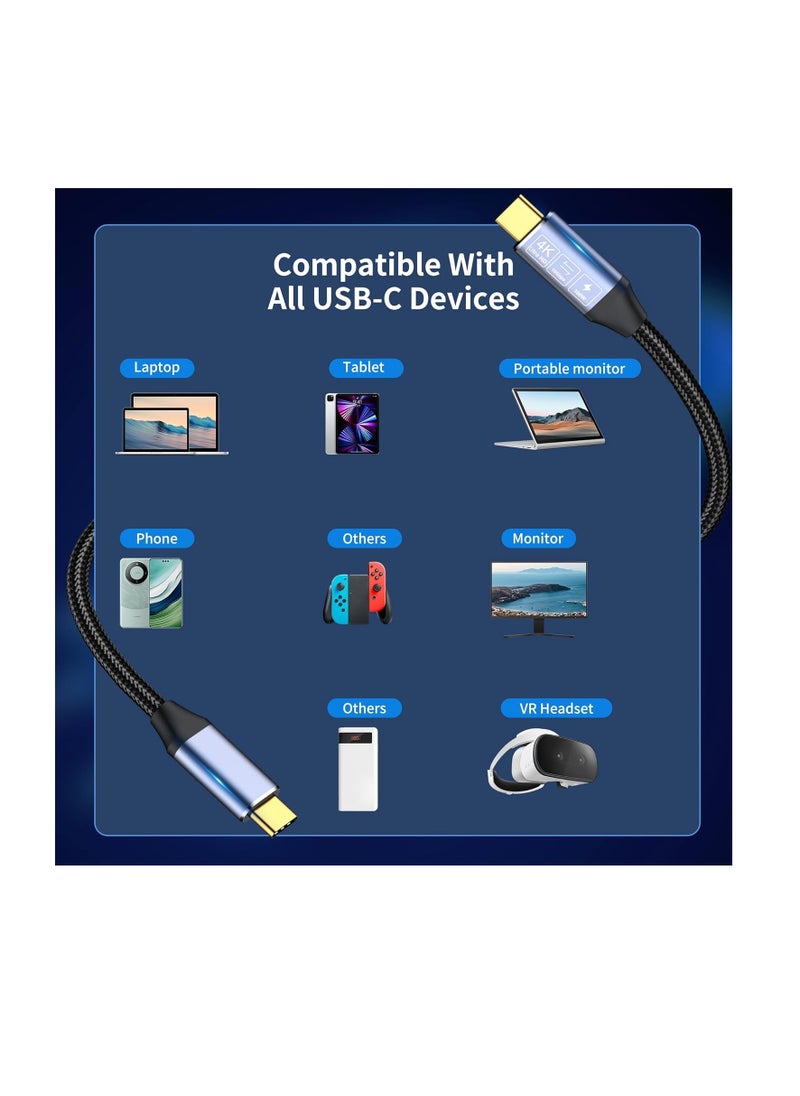 Generic - USB C to USB C Data Cable 6.6ft, Type C to Type C Display Cable, USB C 3.1 Gen 2 Cable Support 4k 10Gbps 100W PD Fast Charging, High Speed ​​USB C, Compatible with Laptop, Apple, SSD - Image 1
