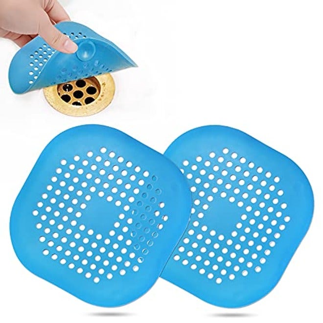 Bovinde Hair Catcher,Square Hair Drain Cover for Shower Silicone Hair Stopper with Suction Cup,Easy to Install Suit for Bathroom,Bathtub,Kitchen 2 Pack (Grey White) | Drainer Cover Silicone Hair Stopper with Suction Cups,Protector Accessories,Easy to Install Suit for Bathroom,Bathtub,Sink - Image 1