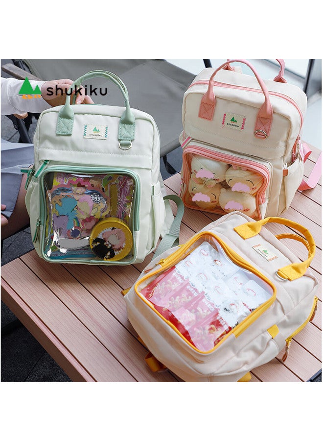 Shukiku Small Biscuit Parent-child Backpack, New Style Snack Pain Bag, Lightweight Travel Backpack, Anime-style Rice Bag, Green Grape - Image 1
