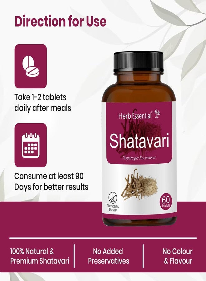 Herb Essential Shatavari 500mg Tablet | Hormonal Balance | Women Wellness Supplement |Promotes lactation |100% Pure & Natural | 60 Tablets - Image 3