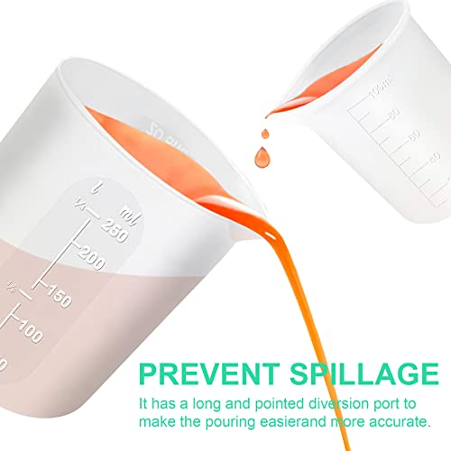 Sjubaopen 7 PCS Silicone Measuring Cups Kits,1 PCS 250ml Silicone Cups,4 PCS 100ml Non-Stick Mixing Cups,2 PCS 10ml Silicone Mold Cup Dispenser, for Casting Moulds,Jewelry Making,DIY,Crafts - Image 5