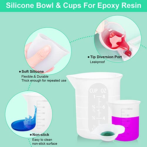 Sjubaopen 7 PCS Silicone Measuring Cups Kits,1 PCS 250ml Silicone Cups,4 PCS 100ml Non-Stick Mixing Cups,2 PCS 10ml Silicone Mold Cup Dispenser, for Casting Moulds,Jewelry Making,DIY,Crafts - Image 4