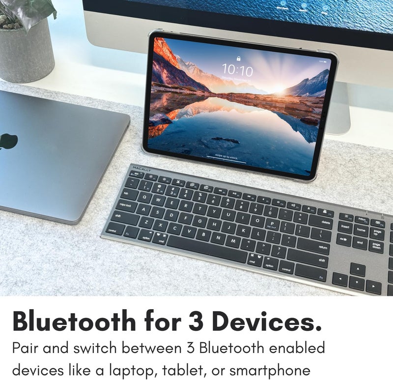 MACALLY Wireless Bluetooth Keyboard for Mac - Compatible Apple Keyboard or MacBook Pro/Air, iMac - Multi-Device, Up to 3 Devices with 110 Keys, 20 Shortcuts, Numeric Keypad, and Rechargeable - Image 3