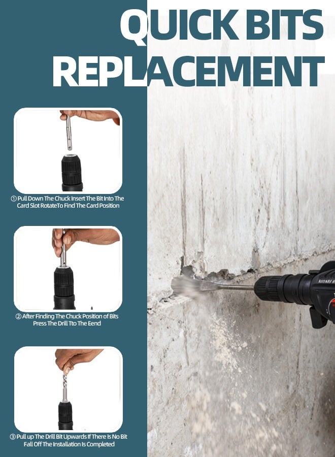 ألونغد مطرقة دوارة كهربائية 800 واط 220 فولت، مثقاب احترافي لثقب الخرسانة والمعادن والخشب، أداة مطرقة شديدة التحمل لأعمال البناء - Image 4