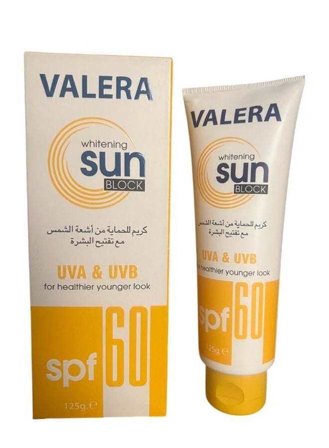 فاليرا كريم واقي من الشمس SPF 60 مرطب ومبيض للبشرة الداكنة 125 جرام