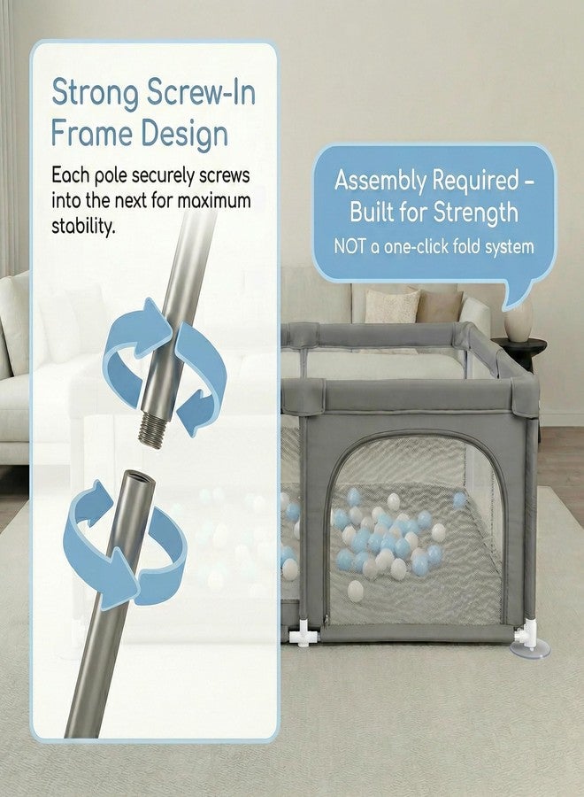 Orian Baby Playpen 50x50 Large Play Yard for Babies and Toddlers, Indoor Outdoor Playpen, Sturdy Baby Play Pen with Mesh Sides, Safe Baby Fence Play Area, Assembly Required/Not Portable, w Storage Bag - Image 2