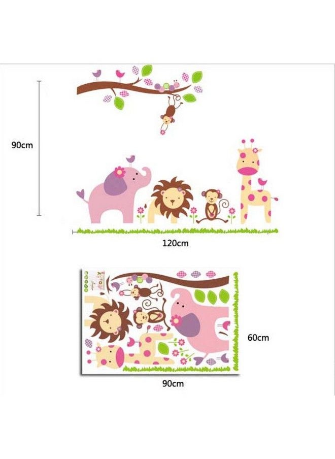 Decals Design - Stickerskart Wall Stickers Baby Cartoon Animal Kingdom Kids Room (Multicolor) - Image 1