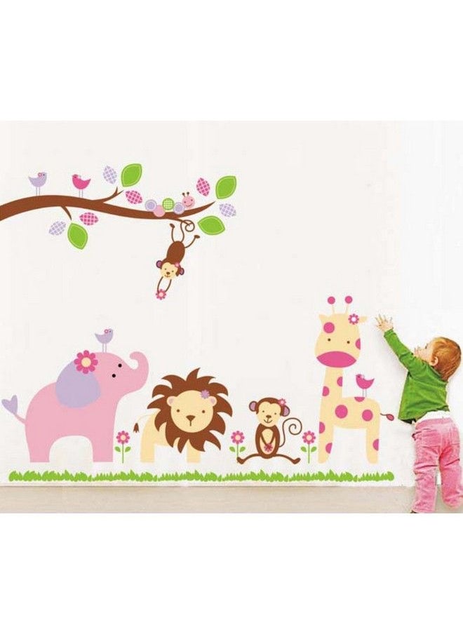 Decals Design - Stickerskart Wall Stickers Baby Cartoon Animal Kingdom Kids Room (Multicolor) - Image 1