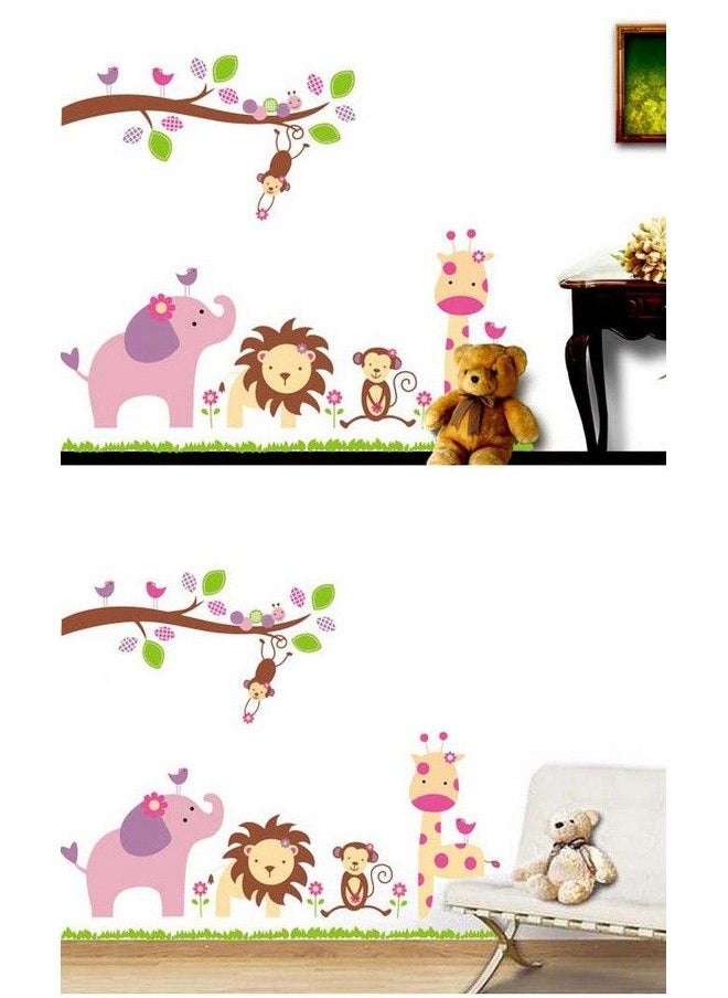 Decals Design - Stickerskart Wall Stickers Baby Cartoon Animal Kingdom Kids Room (Multicolor) - Image 1
