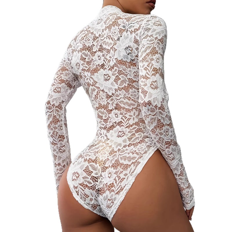 Women's Lace Jumpsuit Slim Fit Long Sleeve High Waist - Image 5