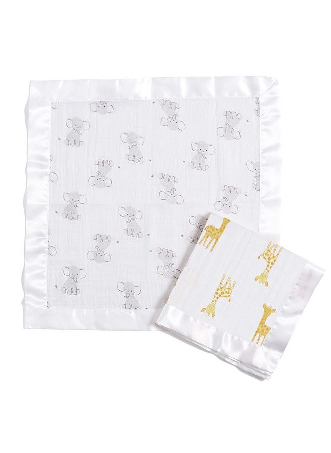 aden + anais - aden + anais Essentials Issie Security Blanket, Super Soft 100% Cotton Muslin, 2 Pack, Safari Babes - Image 1