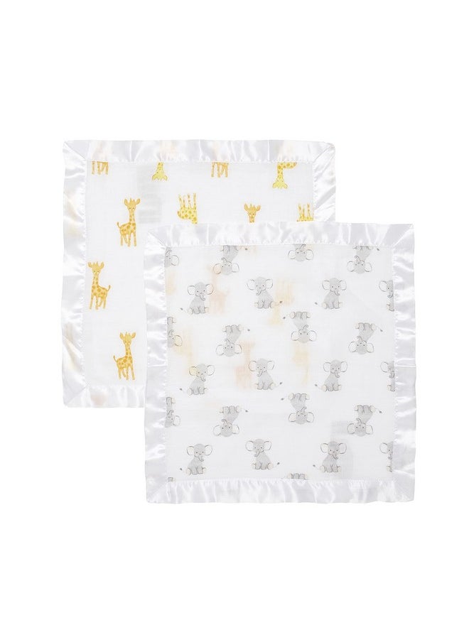 aden + anais - aden + anais Essentials Issie Security Blanket, Super Soft 100% Cotton Muslin, 2 Pack, Safari Babes - Image 1