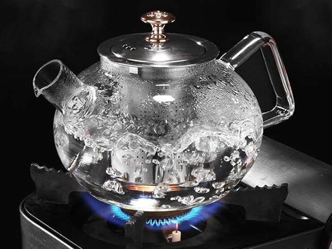 BuntyChiku Green Tea Kettle Strainer 1 Liter Glass KettleTeapot with Stainless Steel Infuser Lid Borosilicate Glass Tea Kettle Stovetop Safe Blooming Loose Leaf Teapot1000 ml - Image 5