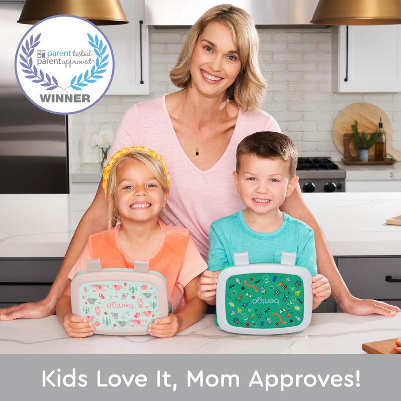 Bentgo Kids Prints Leak-Proof, 5-Compartment Bento-Style Kids Lunch Box - Ideal Portion Sizes for Ages 3-7, Durable, Drop-Proof, Dishwasher Safe, & Made with BPA-Free Materials (Bug Buddies) - Image 2