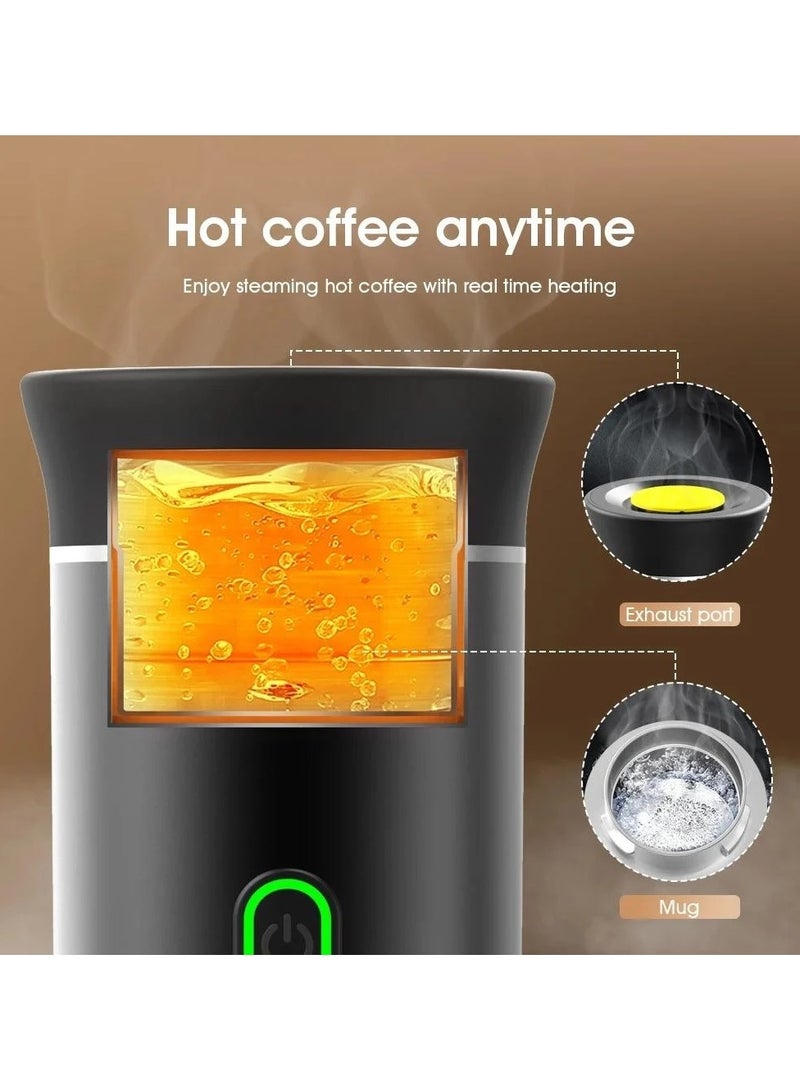 KF 3 in 1 Portable Electric Espresso Coffee Maker - 20 Bar Wireless Heating, 7500mAh Lithium Batteries Fully Automatic Electric Coffee Machine Capsules + Powder with Car Charging Cable for Overland Travel - Black - Image 5