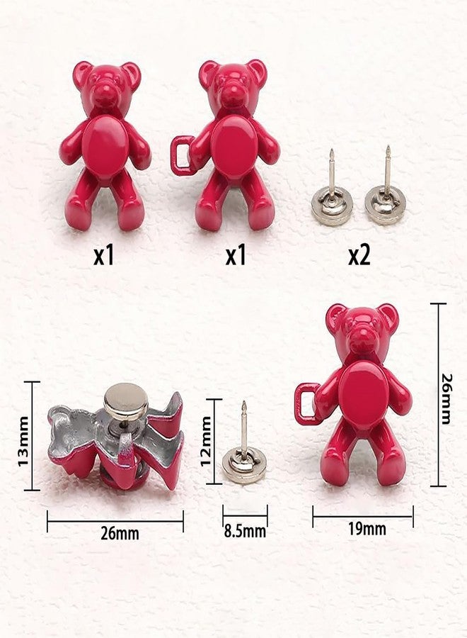 SCORYULE Cute Bear Button Pins for Jeans, No Sew and No Tools Instant Pant Waist Tightener, Adjustable for Loose Jeans 4 Sets Jeans Button Replacement Pant Clips for Waist Buckle - Image 2