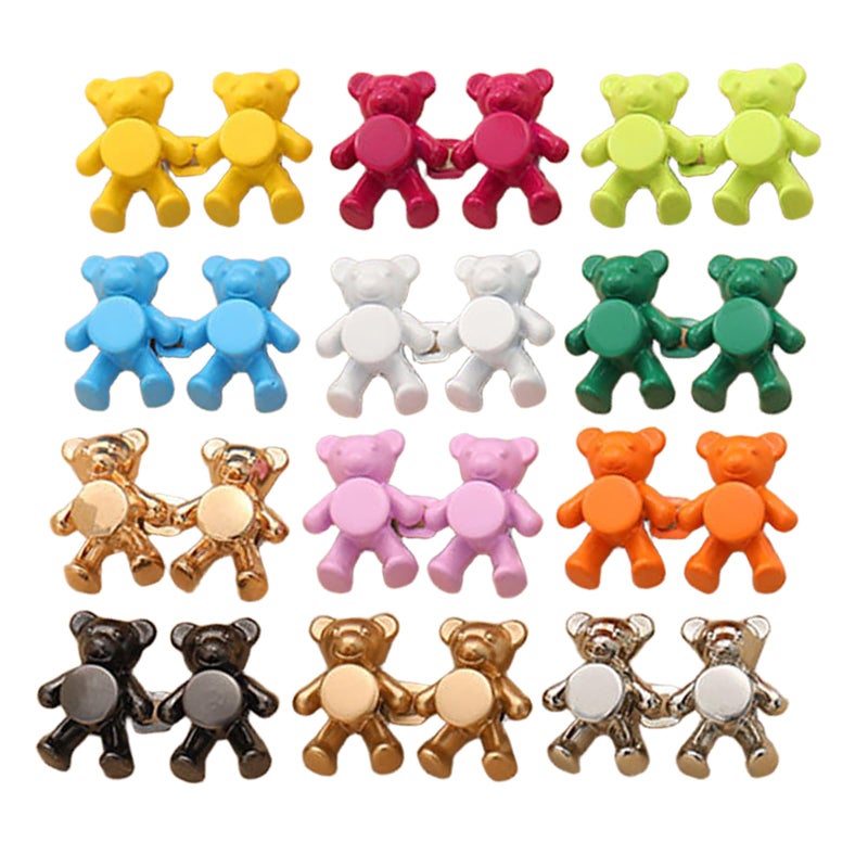 SCORYULE Cute Bear Button Pins for Jeans, No Sew and No Tools Instant Pant Waist Tightener, Adjustable for Loose Jeans 4 Sets Jeans Button Replacement Pant Clips for Waist Buckle - Image 1