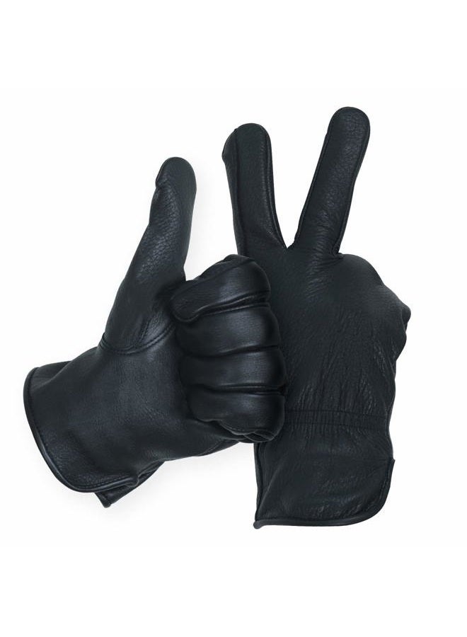 AMERICAN FUR MEN`S FULL GRAIN BLACK DEERSKIN LEATHER GLOVES LINED 40 GRAM (American Fur), Black, S - Image 3