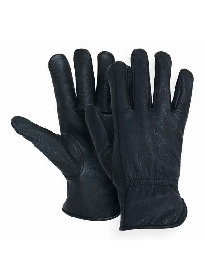 AMERICAN FUR MEN`S FULL GRAIN BLACK DEERSKIN LEATHER GLOVES LINED 40 GRAM (American Fur), Black, S - Image 1