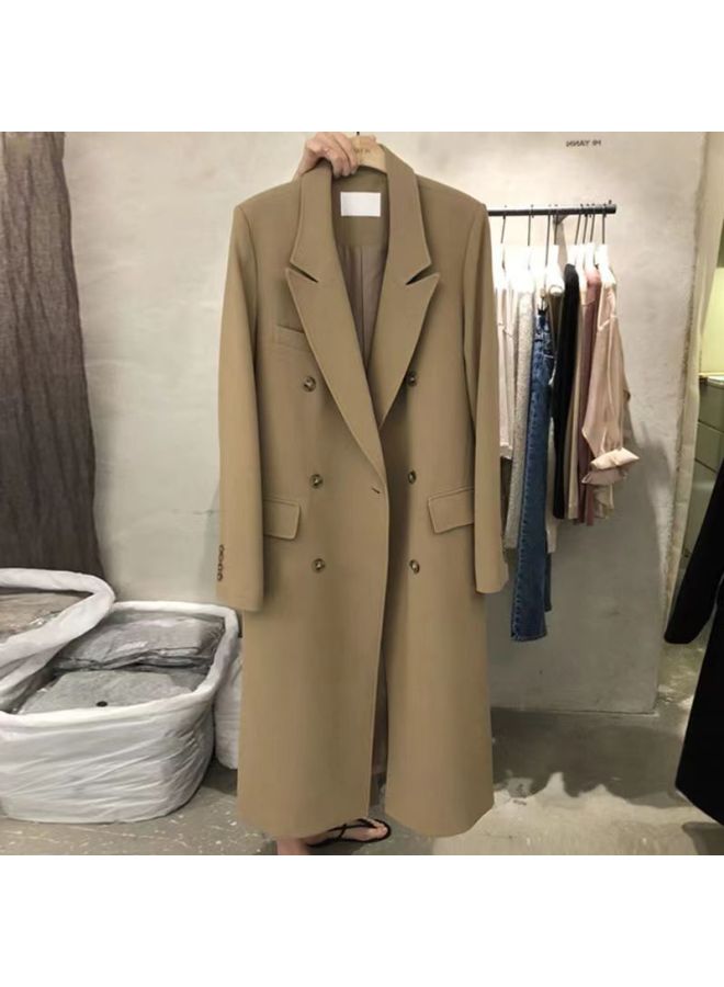 [Factory Outlet] Long Suit Jacket Women's Spring And Autumn Korean-style Internet Celebrity Loose Double-breasted Windbreaker Superior 