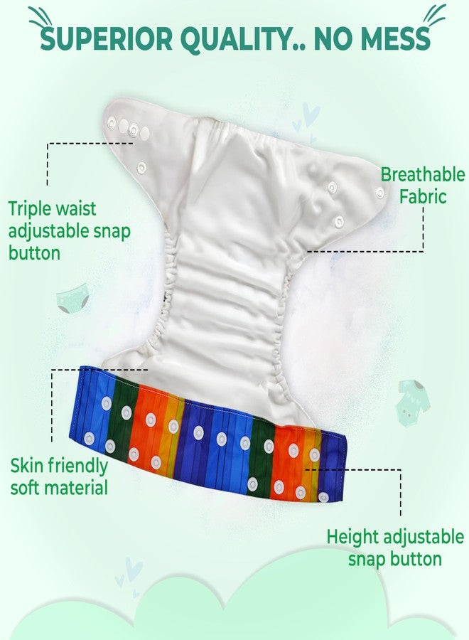 Bembika A Plus Printed Cloth Diaper with Polar Fleece-4 Layer Inserts for Babies Washable & Reusable Cloth Nappies for Baby Leakproof and Wetfree Adjustable Cloth Diapers -(BE2696) - Image 5
