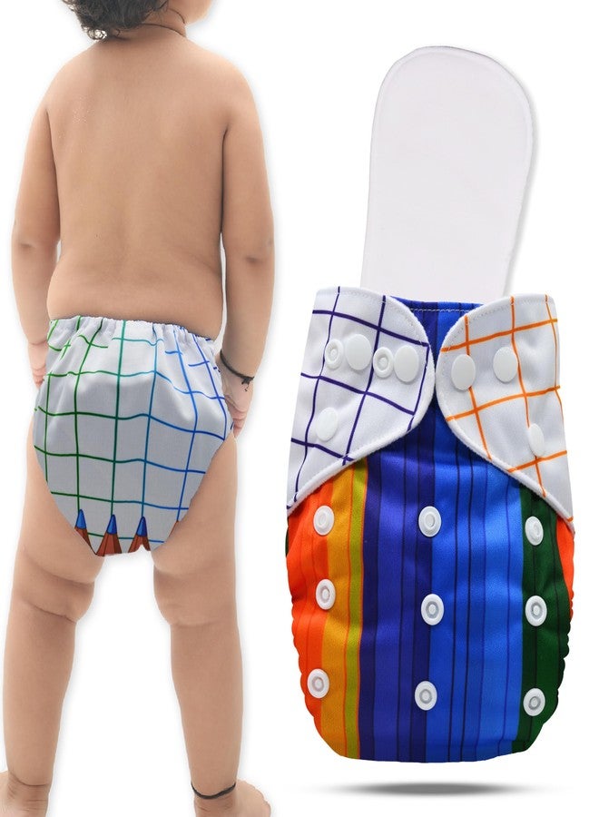 Bembika A Plus Printed Cloth Diaper with Polar Fleece-4 Layer Inserts for Babies Washable & Reusable Cloth Nappies for Baby Leakproof and Wetfree Adjustable Cloth Diapers -(BE2696) - Image 1