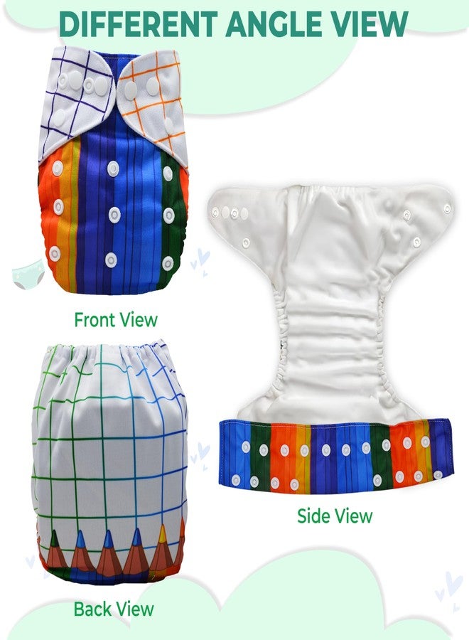 Bembika A Plus Printed Cloth Diaper with Polar Fleece-4 Layer Inserts for Babies Washable & Reusable Cloth Nappies for Baby Leakproof and Wetfree Adjustable Cloth Diapers -(BE2696) - Image 3