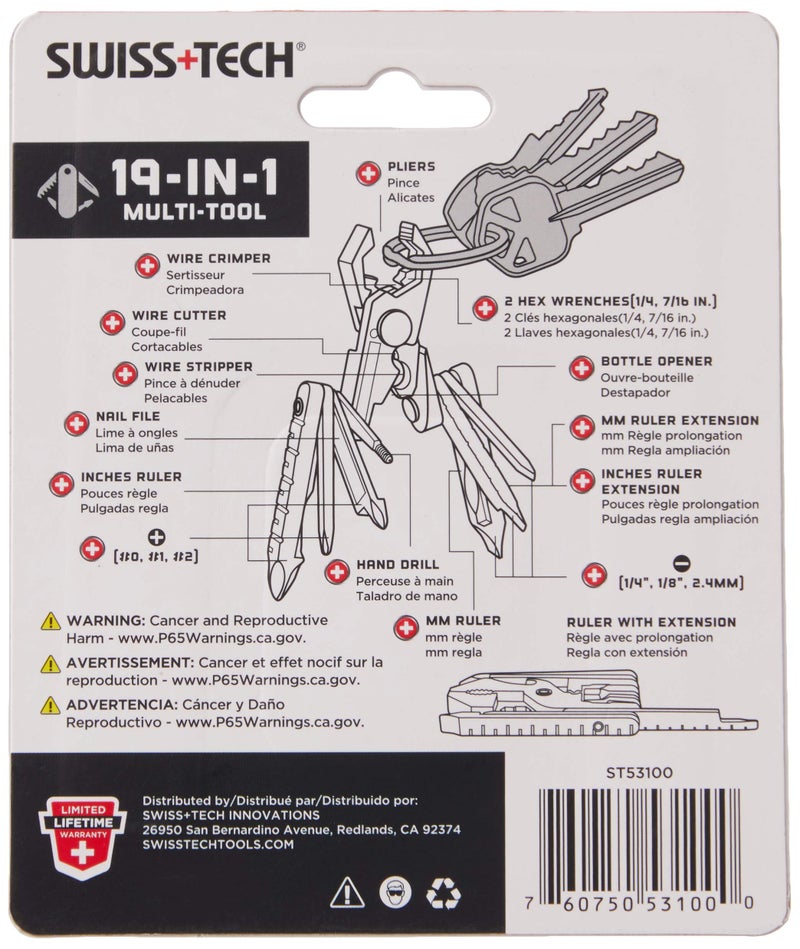 SWISS+TECH ST53100 Stainless Steel 19-in-1 Key Chain Multi Tool, Polished Finish (Single Pack) - Image 3