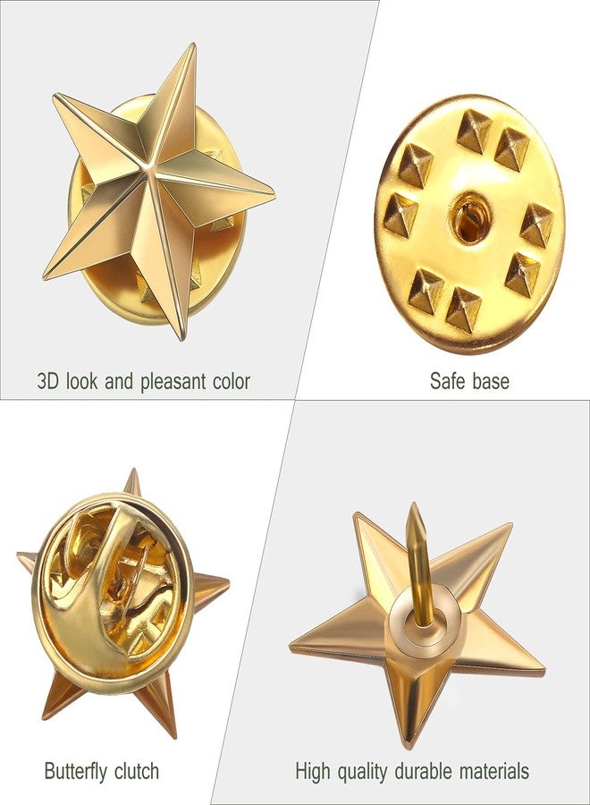 Mtlee 40 Pieces Star Badge Lapel Pin for 4th of July Memorial Independence Day Celebration Veterans Day Party Labor Theme Party Costume Decorations(Gold) - Image 3