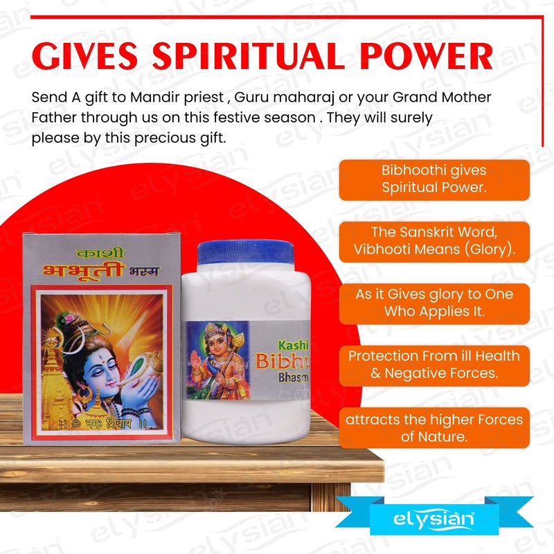 Elysian Kashi Vibhuti Bhasm Powder 250Gram/Mahadav Bhasm Powder Bhasm Vibhoti 100% Scented Pure Bhasm/Bibhuti/Vibhuti/Vibhooti/Bhasma/Bhasm/Holy Ash - 5 Pcs - Image 2