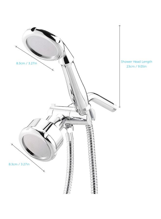 2-In-1 Handheld And Fixed Shower Head Silver - Image 2