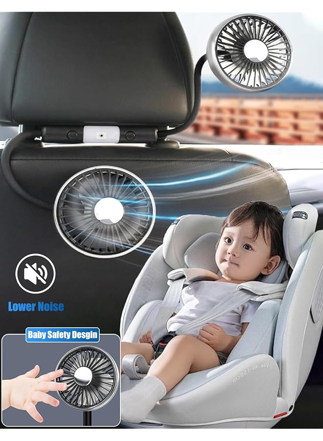 Generic Car Fan For Backseat Dual Head Hose Car Seat Fan With Led Light, Portable Usb Fan For Car, 3 Speeds And 360 Degree Rotatable Cooling Vehicle Fan For Suv/Rv/Truck/Sedan/Cruise, Office/Home  - Image 4